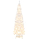 Lucktree 7ft White Pre-Lit Pencil Christmas Tree, Artificial Hinged Slim Tree with 800 Tips, 300 Warm White Lights - LucktreeUS