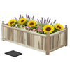 Lucktree Wooden Raised Garden Bed Natural Acacia Wood Rectangular Planter Box with Liner