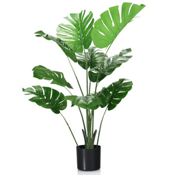 Lucktree Artificial Monstera Deliciosa Plant, 4ft Tall Fake Tropical Palm Tree w/10 Pcs Different Turtle Leaves - LucktreeUS