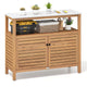 Lucktree Outdoor Potting Bench Acacia Wood Large Planting Workstation with 2-Door Storage Cabinet