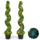 Lucktree 4FT Pre-Lit Artificial Spiral Boxwood Topiary Tree w/ 100 LED Lights, Nursery Pot, Indoor Outdoor Home Front Porch Holiday Decoration