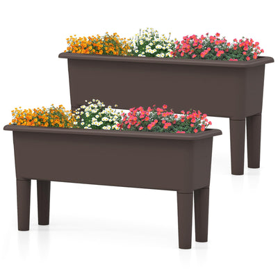 Lucktree Raised Garden Beds Outdoor Set of 2, Self-Watering Planter Box with Detachable Legs & Drainage Hole