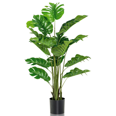 Lucktree Artificial Monstera Deliciosa Plant, 5ft Tall Fake Tropical Palm Tree w/15 Pcs Different Turtle Leaves - LucktreeUS
