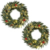 24” Pre-lit Christmas Wreath Front Door Artificial Xmas Wreath with 90 Frosted Branch Tips