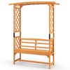 Lucktree Garden Arch Trellis with Bench - 63''W x 79''H Wooden Arbor with 2-Person Outdoor Bench