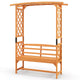 Lucktree Garden Arch Trellis with Bench - 63''W x 79''H Wooden Arbor with 2-Person Outdoor Bench