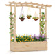 Lucktree Raised Garden Bed with Sided Trellis & Hanging Roof, Wood Planter Box, 44”x14”x45” (L x W x H)
