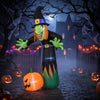 Lucktree 8 FT Halloween Inflatable Witch & Pumpkin with Built-in LED Lights