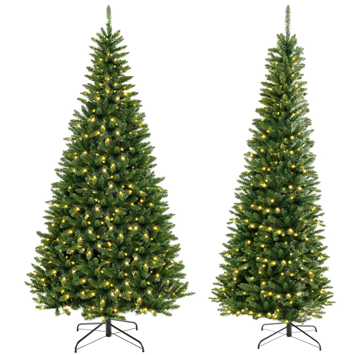 Lucktree 8 FT 270° Pre-Lit Corner Christmas Tree for Wall, Artificial Hinged Xmas Tree with 360 Warm White LED Lights
