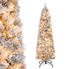 Lucktree Pre-Lit Snow Flocked Pencil Christmas Tree for Home Office Holiday Decor