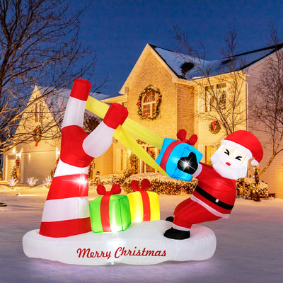 Lucktree 7 FT Christmas Inflatable Santa Outdoor Decoration