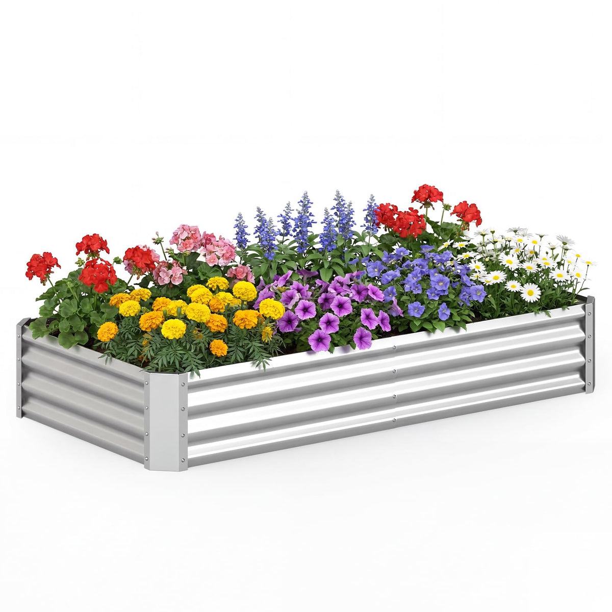 Lucktree 6 x 3 x 1 FT Galvanized Rectangular Metal Raised Garden Bed (1/2)