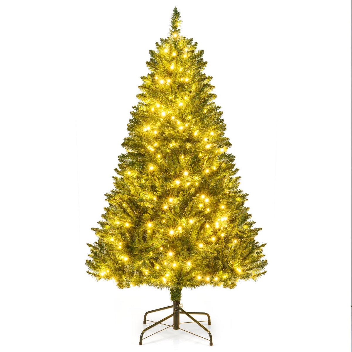 Lucktree Pre-Lit Artificial Christmas Tree with 7 Lighting Modes & Folding Metal Stand