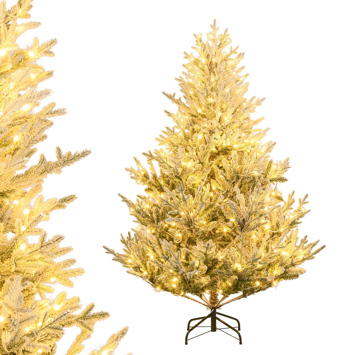 Lucktree 6FT / 7FT / 8FT Pre-Lit Snow Flocked Christmas Tree | Holiday Home Office Decoration