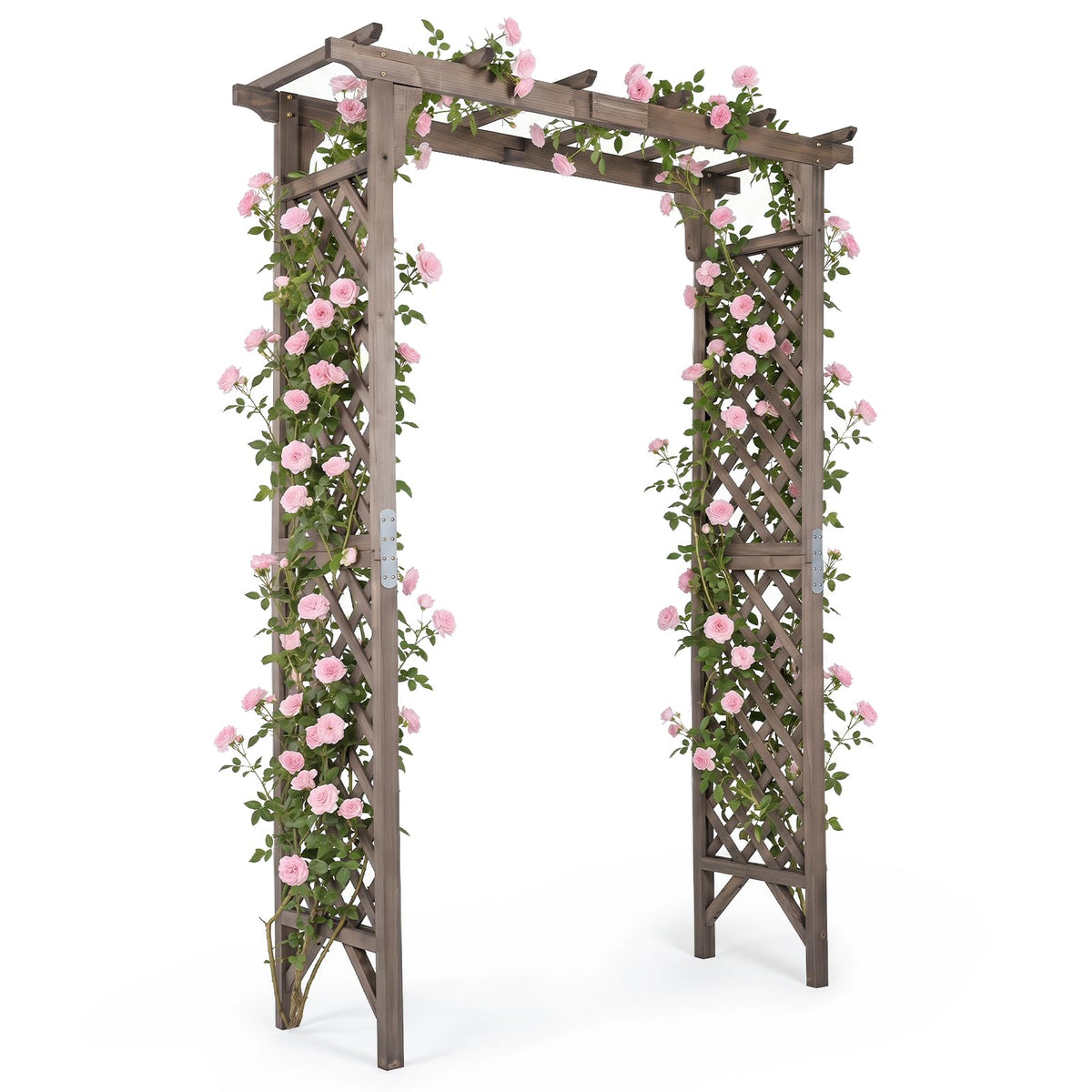 Lucktree 85" Wood Garden Arch Trellis with Flat Top for Climbing Plants
