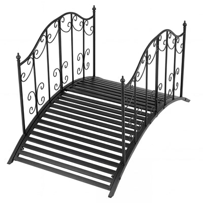 Lucktree 4 FT Metal Garden Bridge with Powder-Coated Finish & Scrollwork Rails