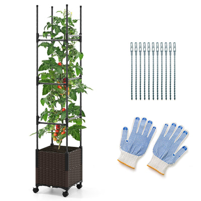Lucktree Raised Garden Bed Planter Box with Trellis