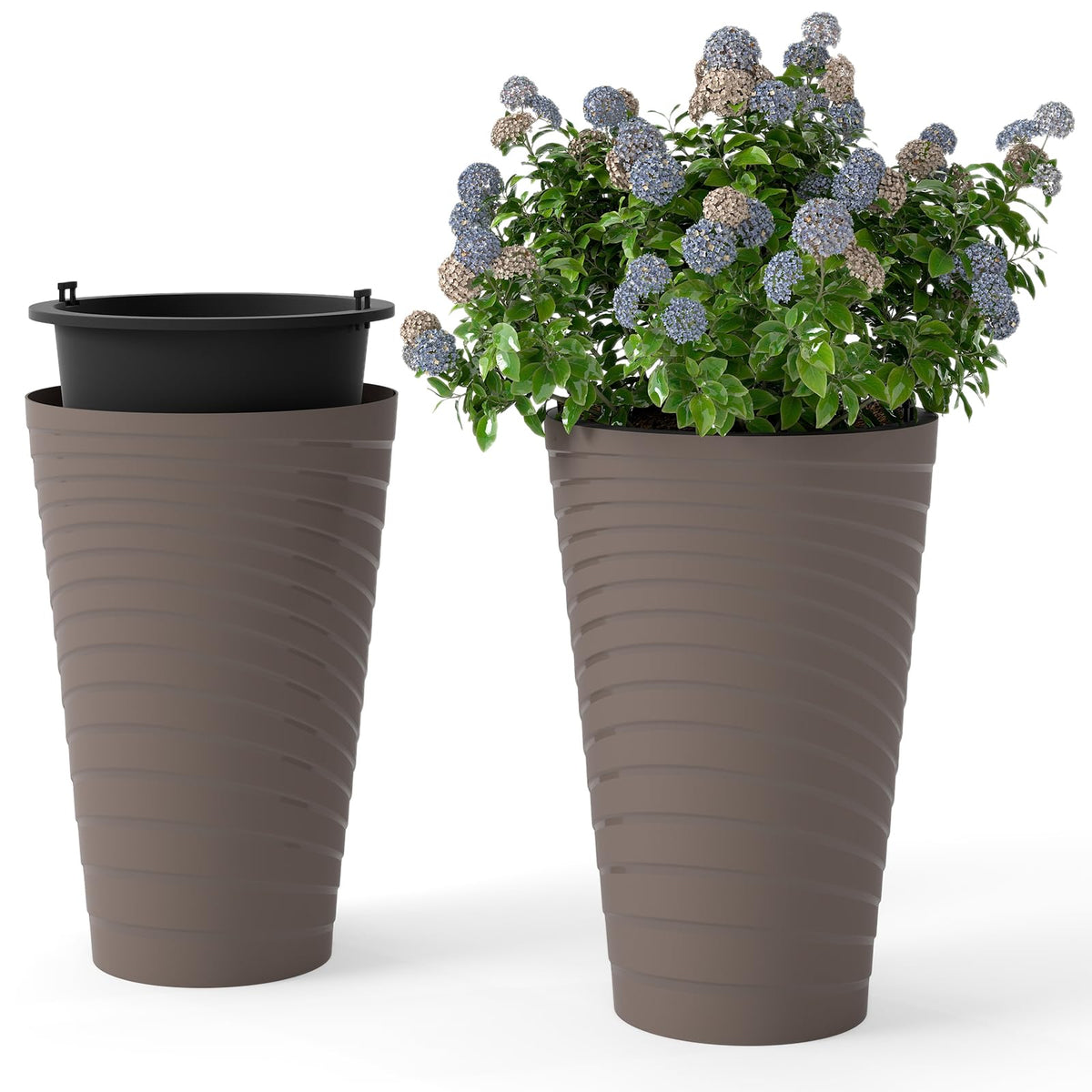 Lucktree 18" Tall Flower Pot Set of 2 Modern Decorative Planter Pots