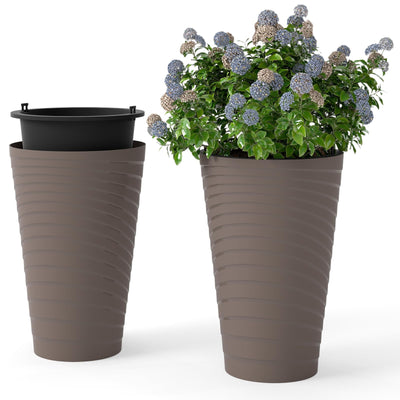Lucktree 18" Tall Flower Pot Set of 2 Modern Decorative Planter Pots