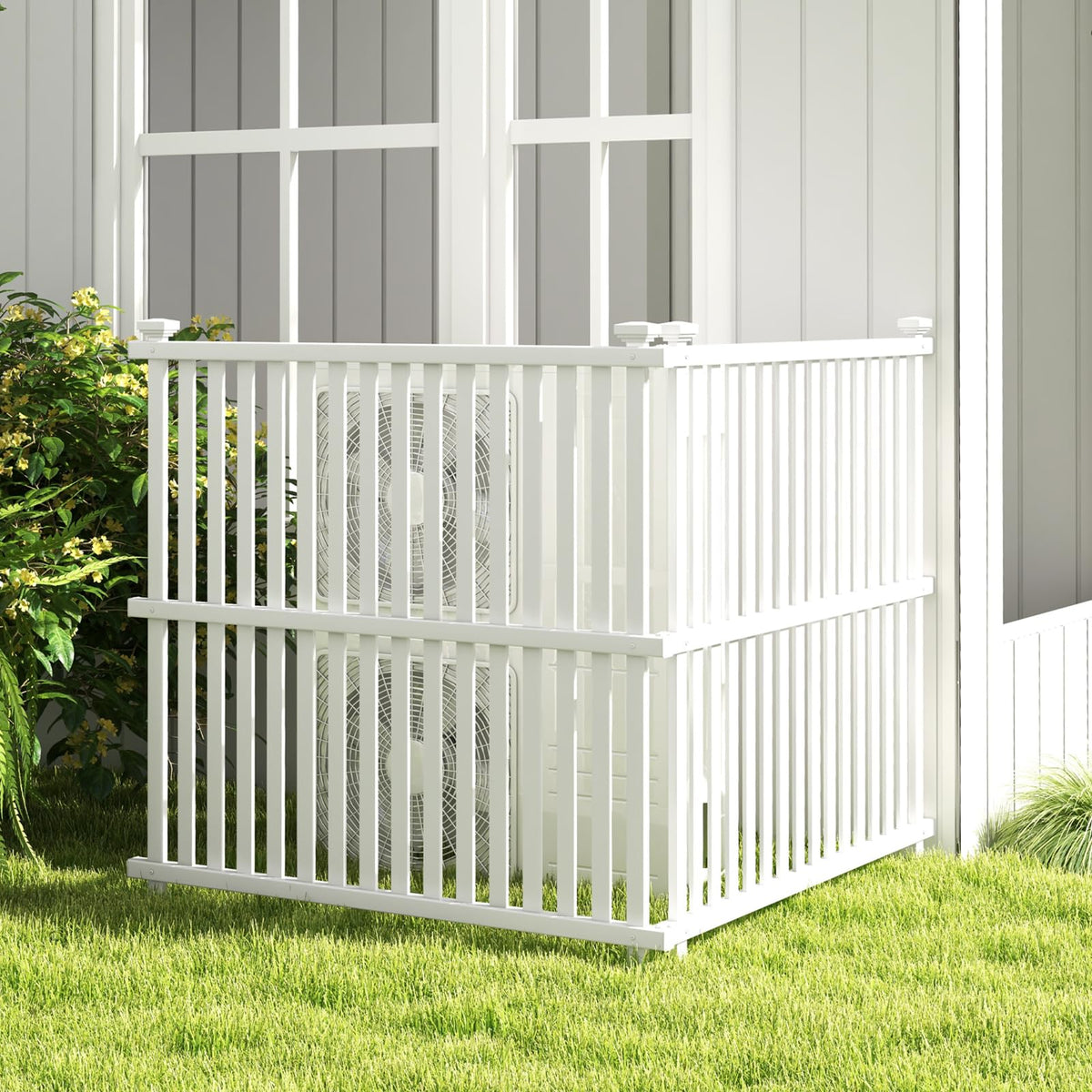 Lucktree Air Conditioner Fence 2/4 Panels - 45''W x 45''H Outdoor Fence Privacy Screen with Metal Stakes