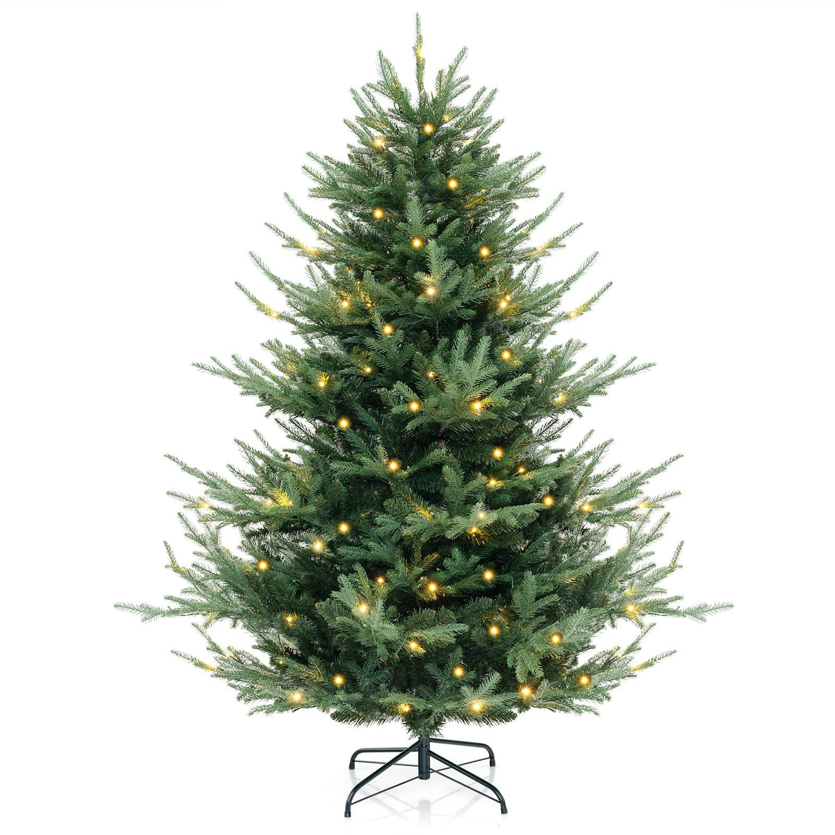 Lucktree 6ft Faux Hinged Xmas Full Tree with 240 Warm White LED Lights, 778 Branch Tips