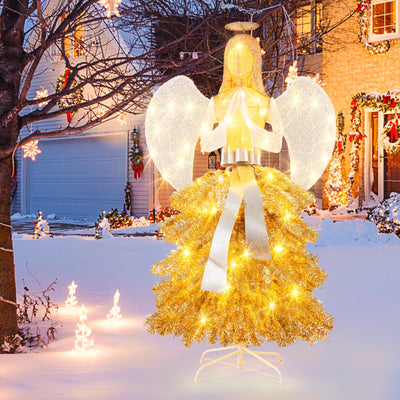 Lucktree 5.2 FT Lighted Angel with Christmas Tree Skirt
