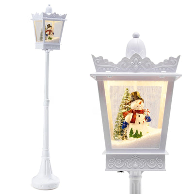 Lucktree 8 ft White Musical Christmas Streetlight | Lighted Holiday Decoration for Home Yard Porch