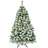 Lucktree 4.5ft / 6 ft / 7.5ft Artificial Snow Flocked Christmas Tree, Pre-Lit Snowy Hinged Xmas Tree with Led Lights and Metal Stand - LucktreeUS
