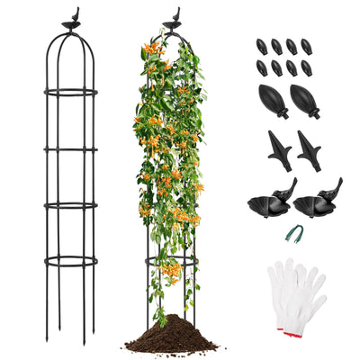 Lucktree 2-Pack Tomato Cages, 69” PE-Coated Metal Garden Obelisk Trellis for Climbing Plants