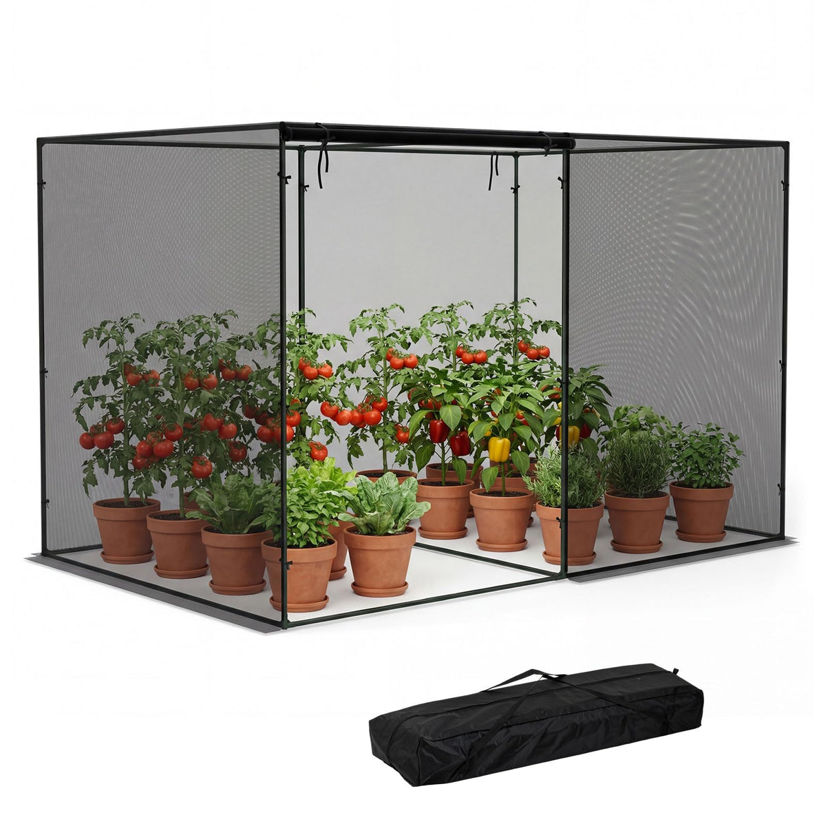 Lucktree Garden Crop Cage | 10 x 6.5 x 6.5 ft Plant Netting Cover w/Zipper Doors