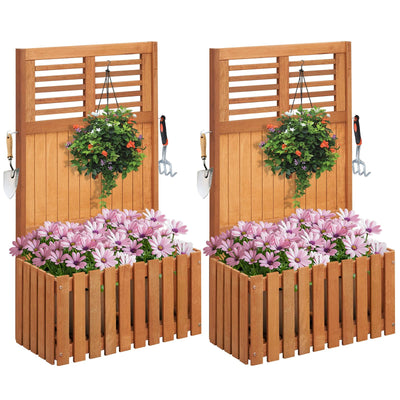 Lucktree Set of 1/2 Raised Garden Bed with Trellis, 41” Wooden Potted Plant Box w/Privacy Screen