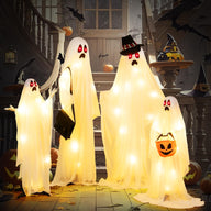 Lucktree Halloween Light Up Family Ghosts, 4 PCS LED Glowing Halloween Ghosts