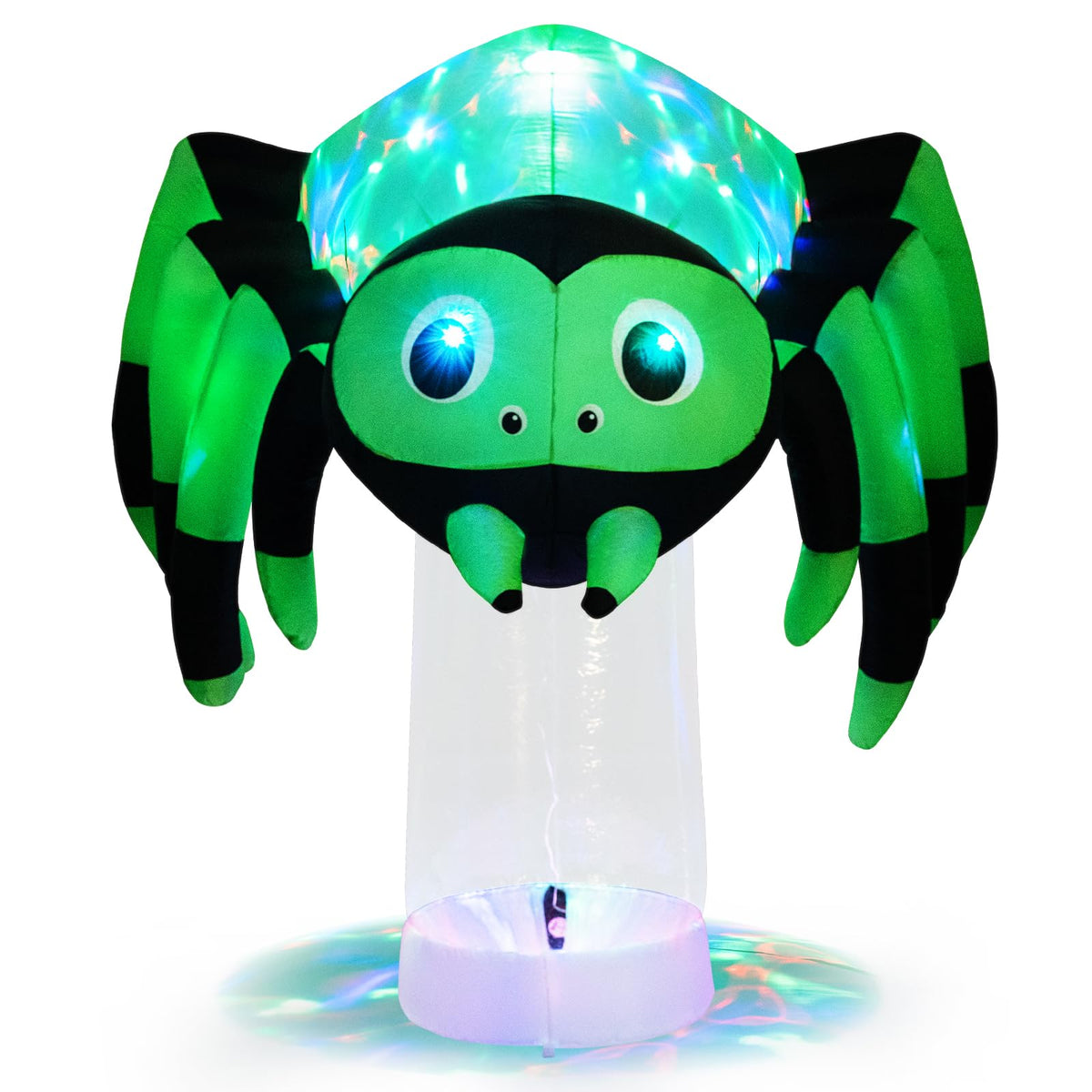 Lucktree 6 FT Halloween Inflatable Spider with Multi-Color Rotating Light