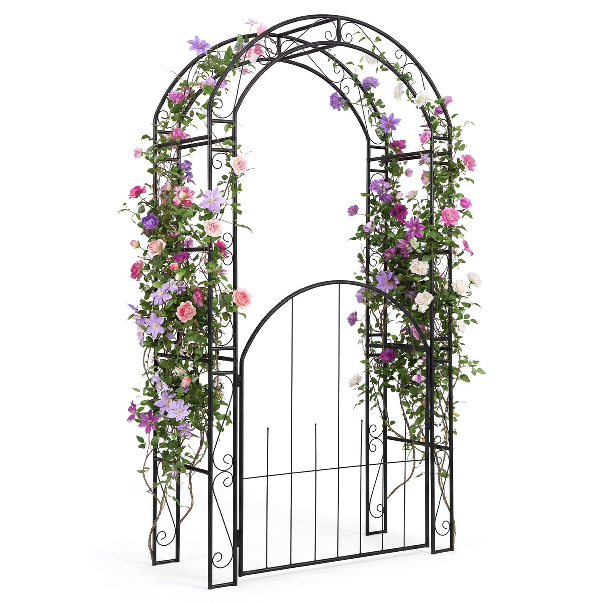 Lucktree 84'' Garden Arbor with Gate for Backyard Lawn