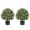 Lucktree Set of 2 Faux Potted Plants Artificial Shrubs Bushes with Flowers