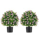 Lucktree Set of 2 Faux Potted Plants Artificial Shrubs Bushes with Flowers