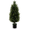 Lucktree 3FT Artificial Topiary Cedar Tree, Faux Potted Plants Artificial Cypress Tree with Cement Plastic Pot