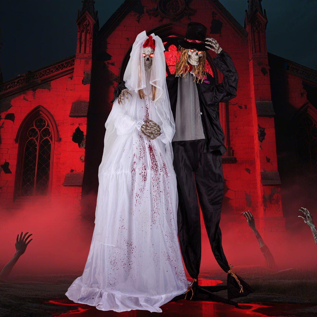 Lucktree Halloween Animatronic Skeleton Bride / Groom