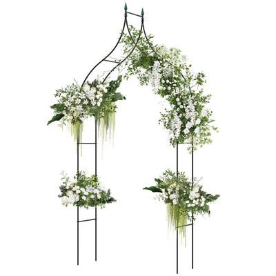 Lucktree Metal Garden Arbor Wedding Arch, 9.5 FT Wedding Arbor for Ceremony, Pergola Arbor for Climbing Plant Roses Vines