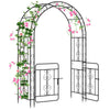 Lucktree Garden Arbor with Gate, 84" H x 54" W Metal Arch Trellis for Climbing Plants Rose Vines