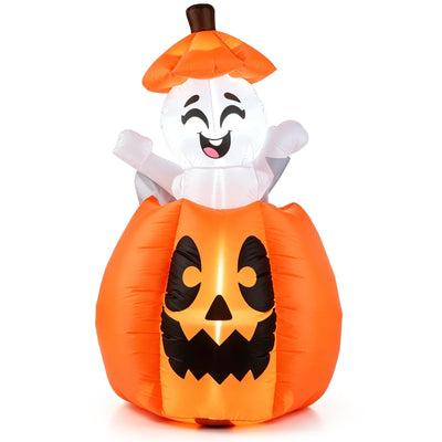 5 FT/150 CM Animated Halloween Inflatable Pumpkin and Rising Ghost