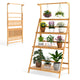 Lucktree Plant Stand Indoor Outdoor - Bamboo 3-Tier Hanging Tall Ladder Flower Pot Display Organizer Rack