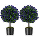 Lucktree 22'' Artificial Purple Rose Topiary Ball Tree Set of 2 Faux Potted Plants Artificial Shrubs Bushes with Flowers