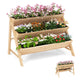 Lucktree 3-Tier Raised Garden Bed, Wooden Vertical Planter Box with Storage Shelf