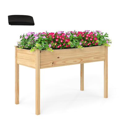 Lucktree 47"x23"x30"  Elevated Wood Planter Box with Liner