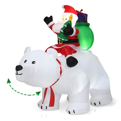 Lucktree Inflatable Christmas Santa Clause Riding The Polar Bear with Shaking Head
