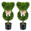 Lucktree 2 Pcs Bear Topiary Trees with Pots 24.5" Decorative Artificial Animal Shrubs