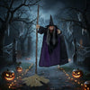 Lucktree 6.6 FT Halloween Animatronics Flying Witch on Broom Decorations