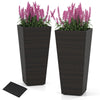Lucktree Set of 2 Outdoor Wicker Flower Pot 30 Inch Tall Planters with Drainage System PE Rattan Flower Pots