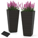 Lucktree Set of 2 Outdoor Wicker Flower Pot 30 Inch Tall Planters with Drainage System PE Rattan Flower Pots